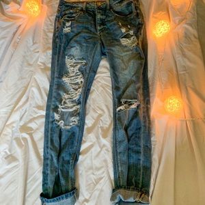 Distressed mom jeans!!